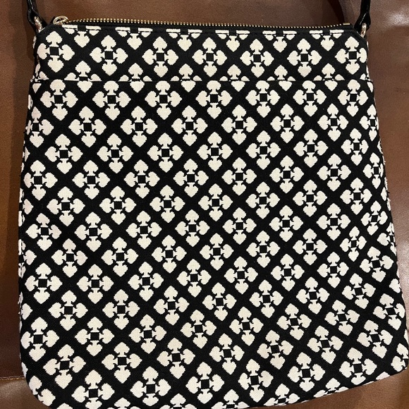 Kate Spade Crossbody black, off white, and pink striped. With dusting bag - Picture 3 of 12